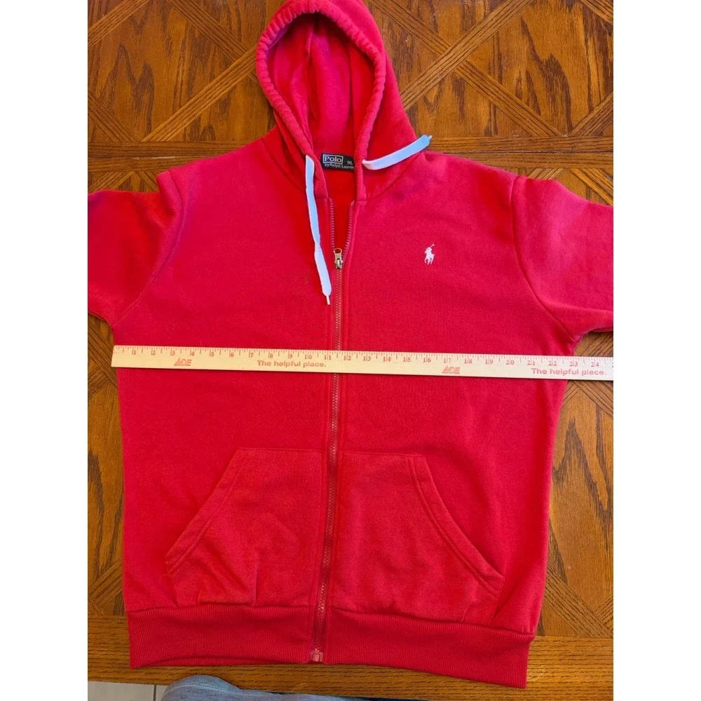 Polo Ralph Lauren Vintage Men's Full Zip Up Hoodie Red Size 1XL